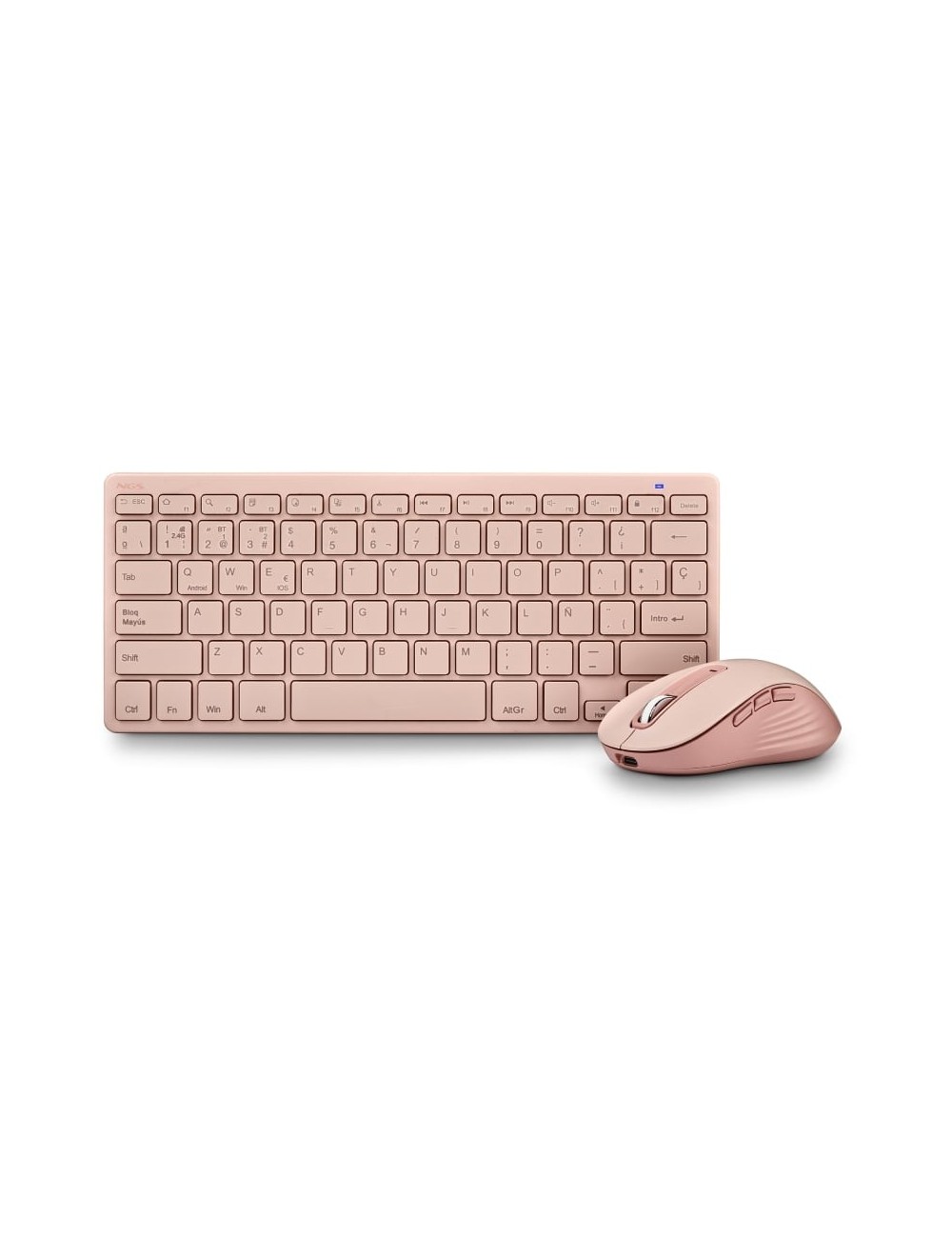 Teclado y Ratón Inalámbricos NGS Fantasy Kit/ Rosa/ Frances