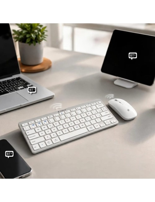 Teclado y Ratón Inalámbrico Subblim OCO015 Combo Multidispositivo Compacto PT/ Plata/ Portugués
