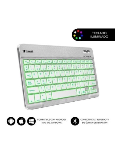 Teclado Compacto Inalámbrico Subblim Smart Backlit/ Plata
