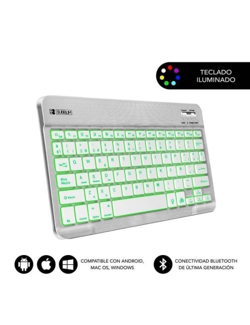 Teclado Compacto Inalámbrico Subblim Smart Backlit/ Plata