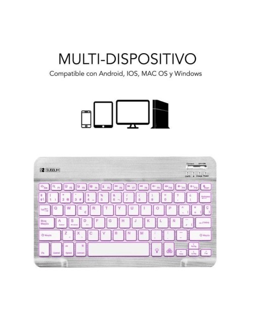 Teclado Compacto Inalámbrico Subblim Smart Backlit/ Plata