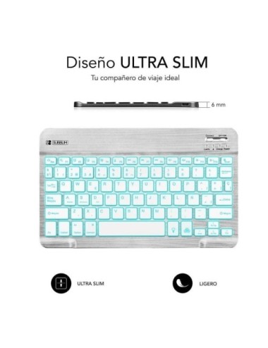 Teclado Compacto Inalámbrico Subblim Smart Backlit/ Plata