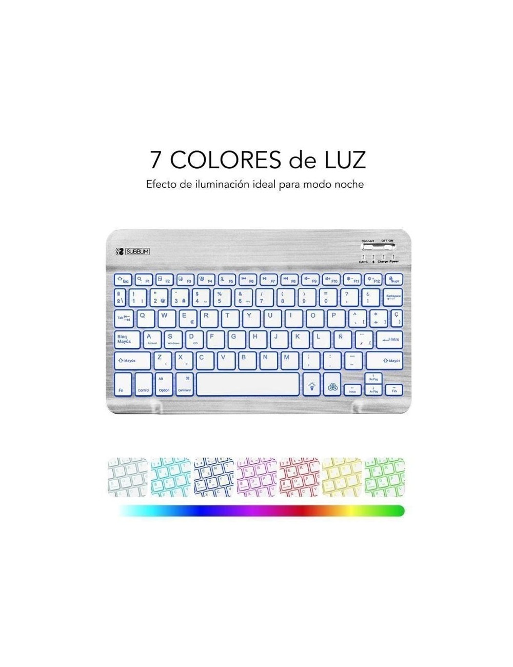 Teclado Compacto Inalámbrico Subblim Smart Backlit/ Plata