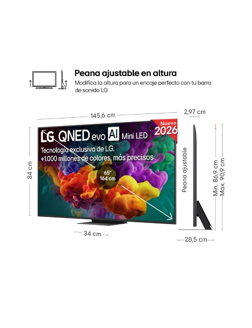 Televisor LG QNED evo AI QNED87 Mini LED 65QNED87B6A 65'/ Ultra HD 4K/ Smart TV/ WiFi