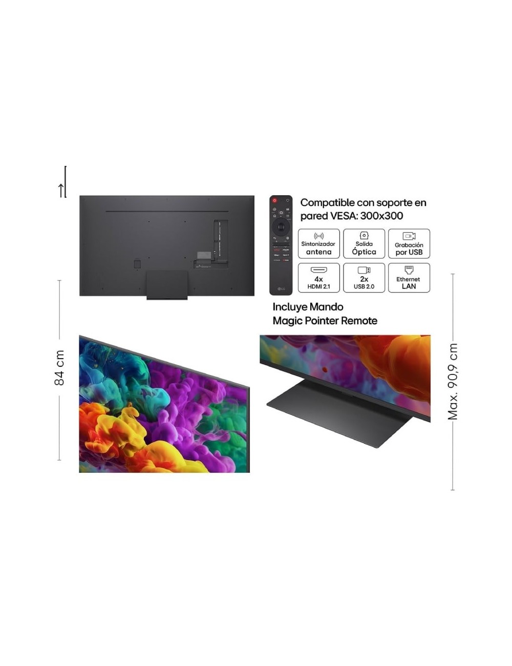 Televisor LG QNED evo AI QNED87 Mini LED 65QNED87B6A 65'/ Ultra HD 4K/ Smart TV/ WiFi