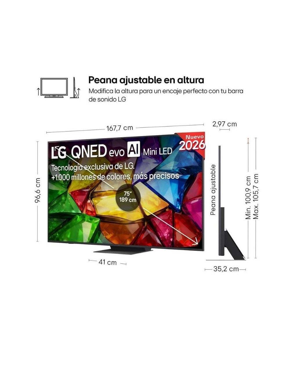 Televisor LG Micro RGB evo AI MRGB86 75MRGB86B6A 75'/ Ultra HD 4K/ Smart TV/ WiFi
