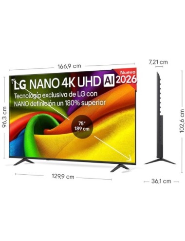 Televisor LG NanoCell 75NU850B6LA 75'/ Ultra HD 4K/ Smart TV/ WiFi/ Negro