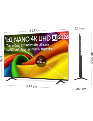 Televisor LG NanoCell 75NU8E0B3LA 75'/ Ultra HD 4K/ Smart TV/ WiFi/ Negro