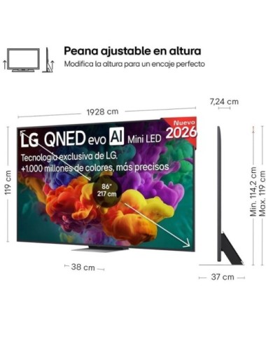 Televisor LG QNED evo AI QNED87 Mini LED 86QNED87B6A 86'/ Ultra HD 4K/ Smart TV/ WiFi
