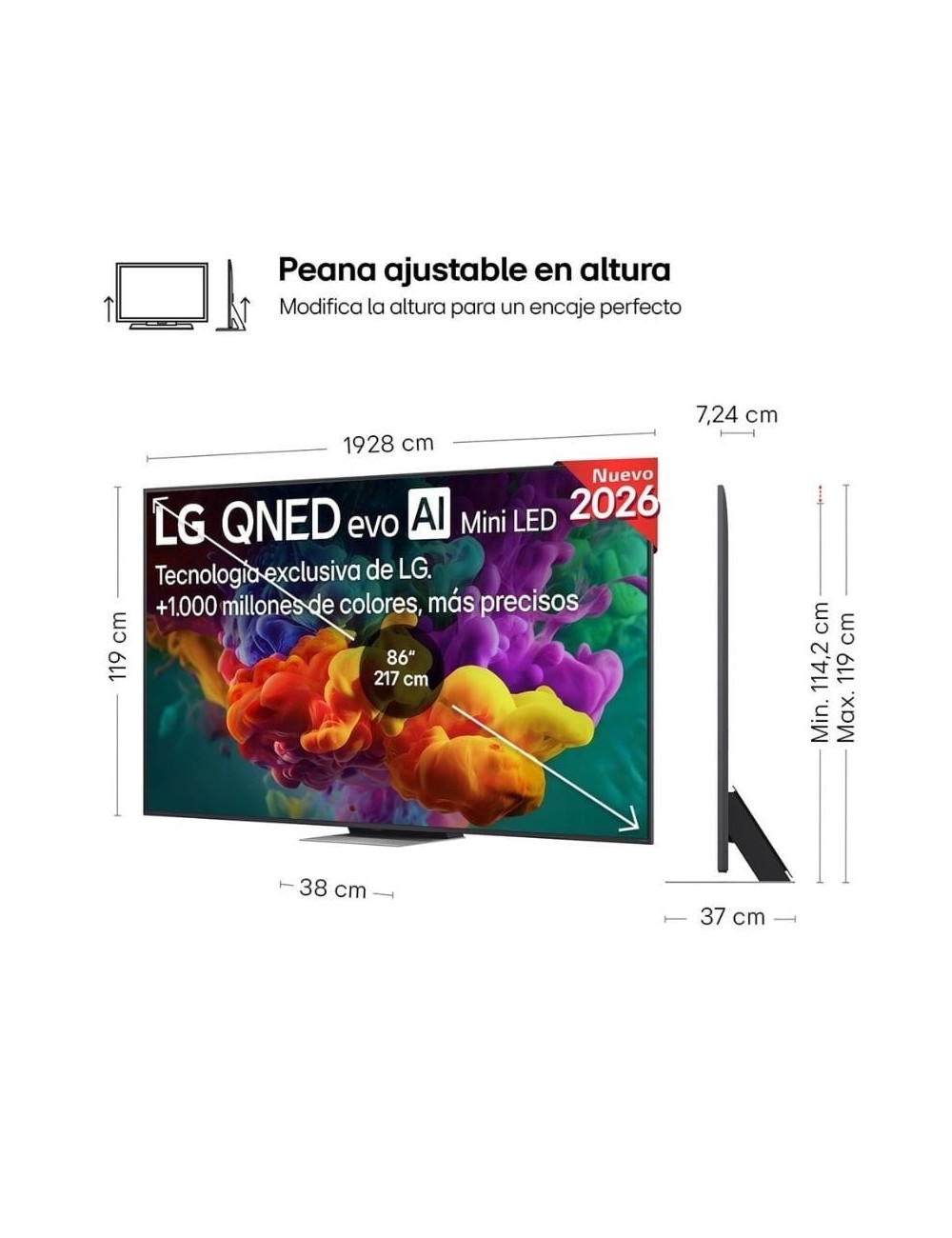Televisor LG QNED evo AI QNED87 Mini LED 86QNED87B6A 86'/ Ultra HD 4K/ Smart TV/ WiFi