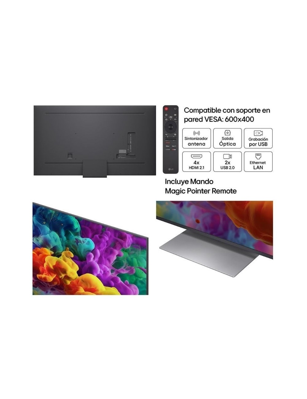 Televisor LG QNED evo AI QNED87 Mini LED 86QNED87B6A 86'/ Ultra HD 4K/ Smart TV/ WiFi
