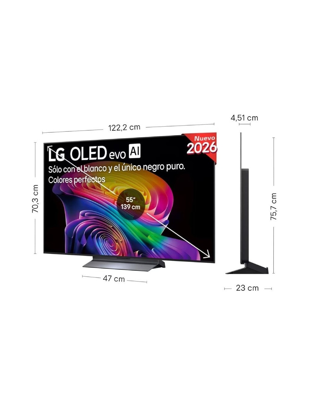 Televisor LG OLED evo AI C6 OLED55C66LB 55'/ Ultra HD 4K/ Smart TV/ WiFi