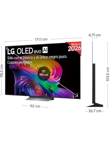 Televisor LG OLED evo AI C6 OLED77C66LB 77'/ Ultra HD 4K/ Smart TV/ WiFi