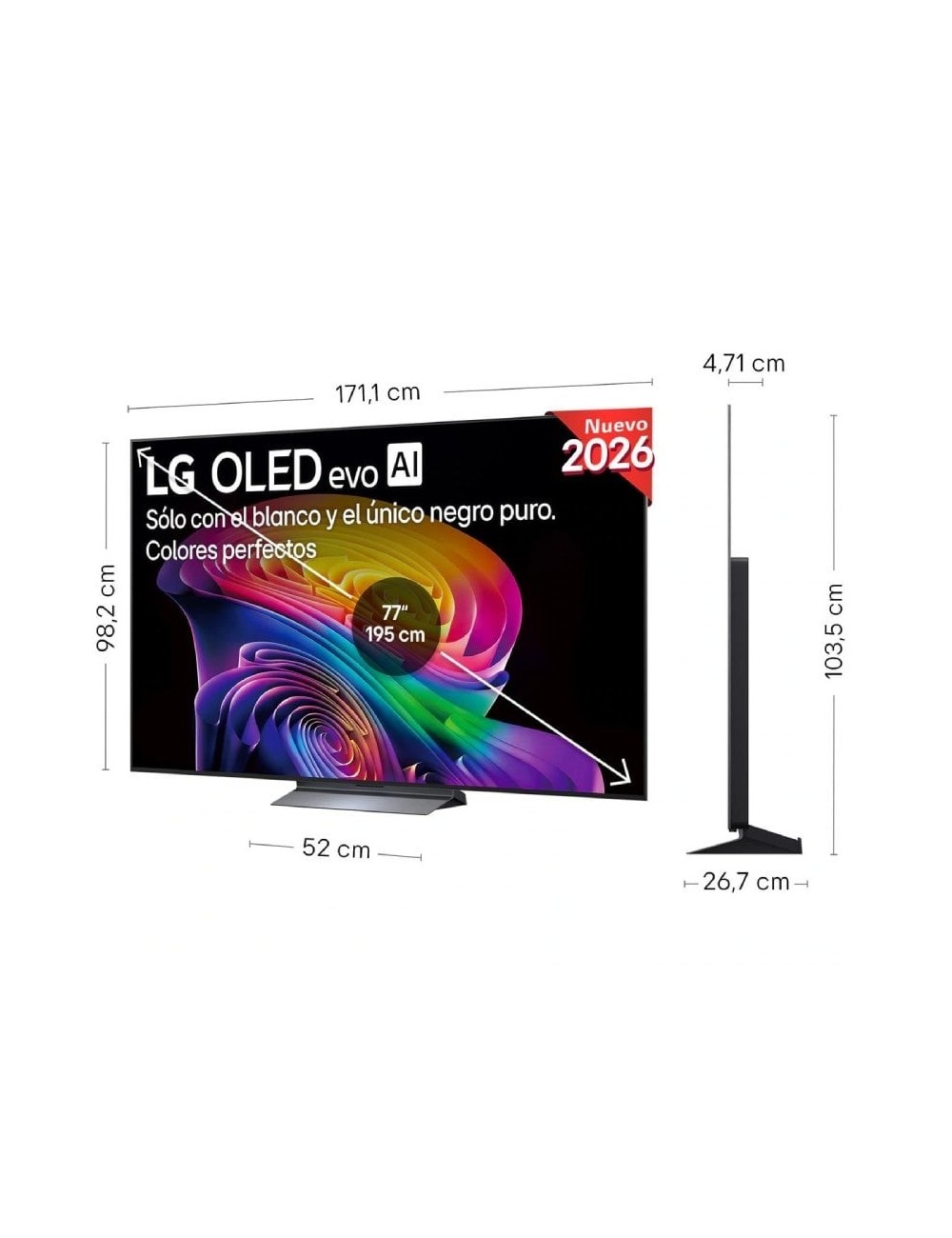 Televisor LG OLED evo AI C6 OLED77C66LB 77'/ Ultra HD 4K/ Smart TV/ WiFi