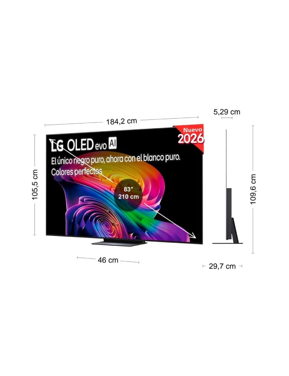 Televisor LG OLED evo AI C6 OLED83C66LB 83'/ Ultra HD 4K/ Smart TV/ WiFi