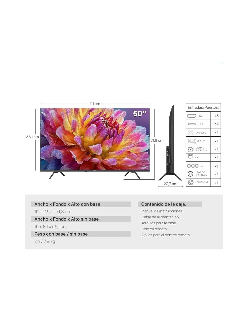 Televisor Metz 50MUF7000Z 50'/ Ultra HD 4K/ Smart TV/ WiFi