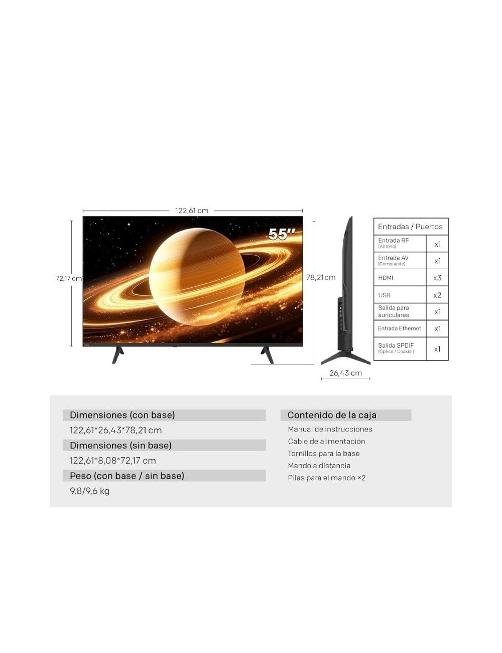 Televisor Metz QLED MiniLED 55MNH7000Z 55'/ Ultra HD 4K/ Smart TV/ WiFi