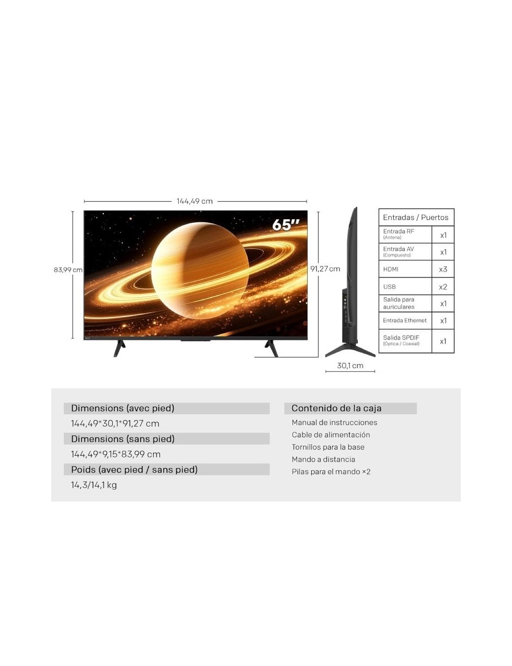 Televisor Metz QLED MiniLED 65MNH7000Z 65'/ Ultra HD 4K/ Smart TV/ WiFi