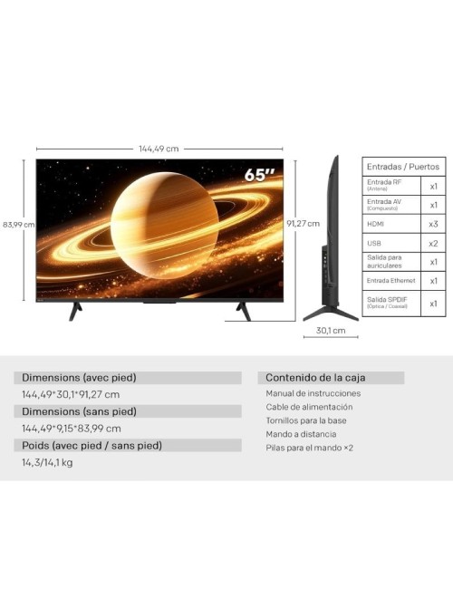 Televisor Metz QLED MiniLED 65MNH7000Z 65'/ Ultra HD 4K/ Smart TV/ WiFi