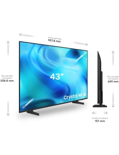 Televisor Samsung Crystal 4K AI U8075H 43'/ Ultra HD 4K/ Smart TV/ WiFi