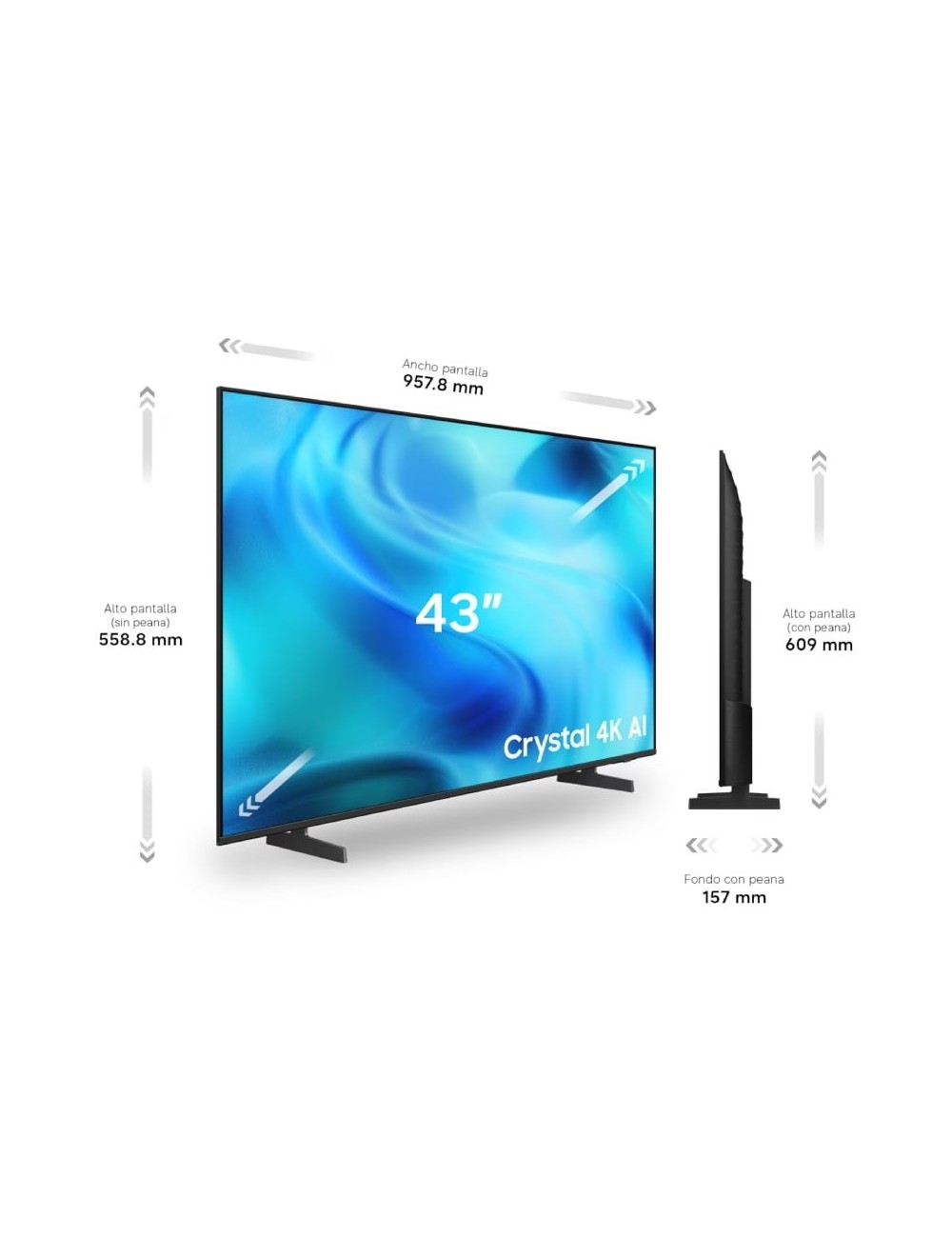 Televisor Samsung Crystal 4K AI U8075H 43'/ Ultra HD 4K/ Smart TV/ WiFi
