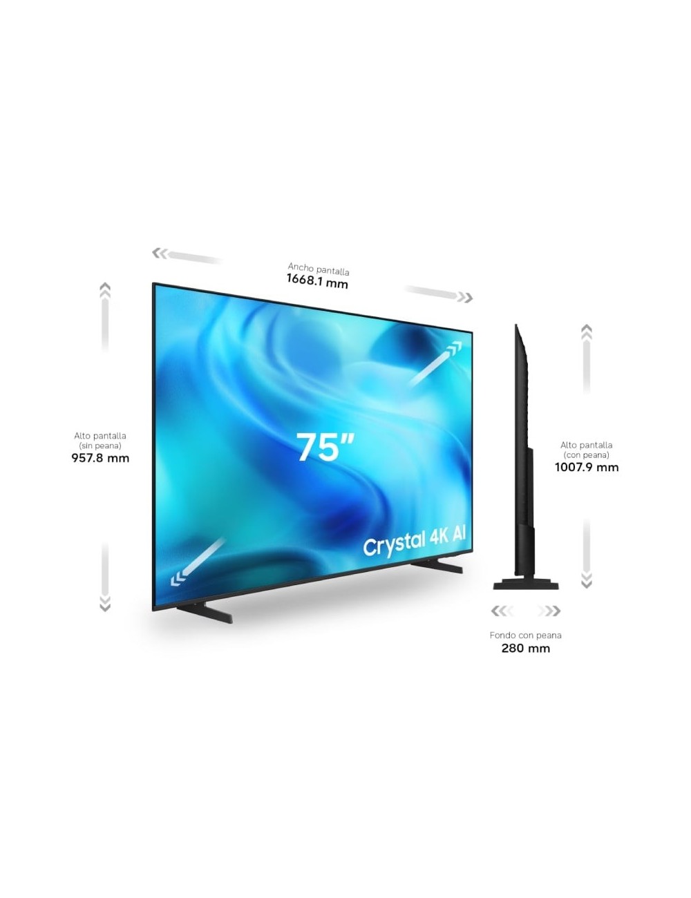 Televisor Samsung Crystal 4K AI U8075H 75'/ Ultra HD 4K/ Smart TV/ WiFi
