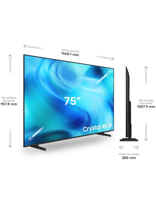 Televisor Samsung Crystal 4K AI U8075H 75'/ Ultra HD 4K/ Smart TV/ WiFi
