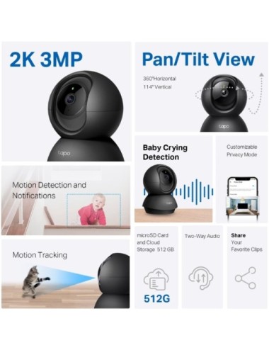 Cámara de Videovigilancia TP-Link Tapo C211/ 360º/ Visión Nocturna/ Control desde APP