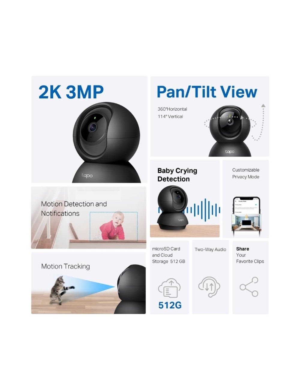 Cámara de Videovigilancia TP-Link Tapo C211/ 360º/ Visión Nocturna/ Control desde APP