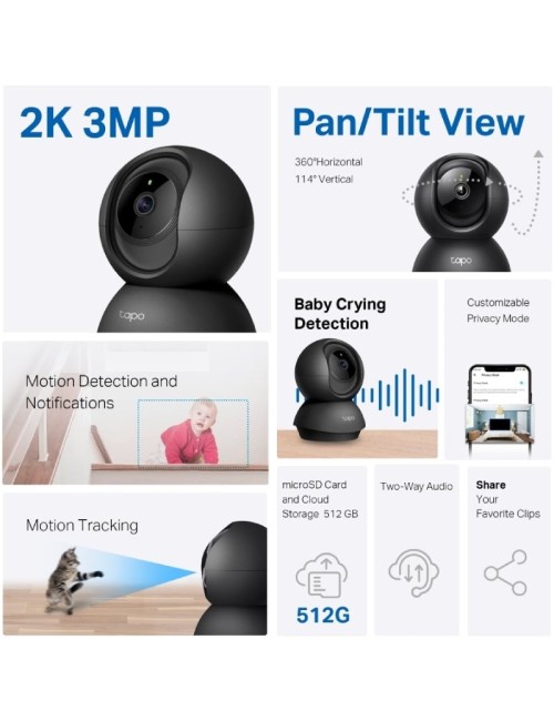 Cámara de Videovigilancia TP-Link Tapo C211/ 360º/ Visión Nocturna/ Control desde APP