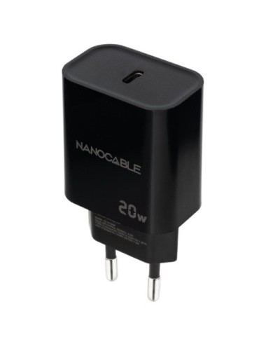 Cargador de Pared Nanocable 10.10.2006/ 1xUSB Tipo-C/ 20W/ Negro