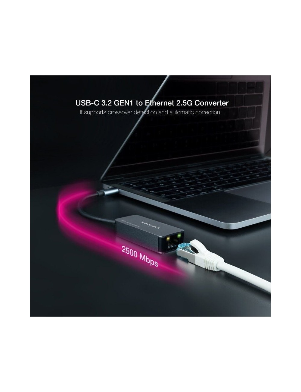 Adaptador USB Tipo-C - RJ45 Nanocable 10.03.0410/ 2500Mbps