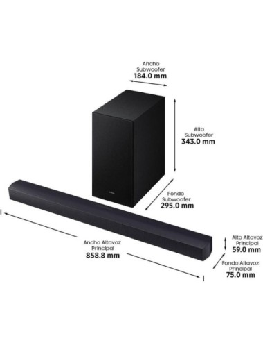 Barra de Sonido con Bluetooth Samsung B450F Serie B 2.1 2025/ 2.1