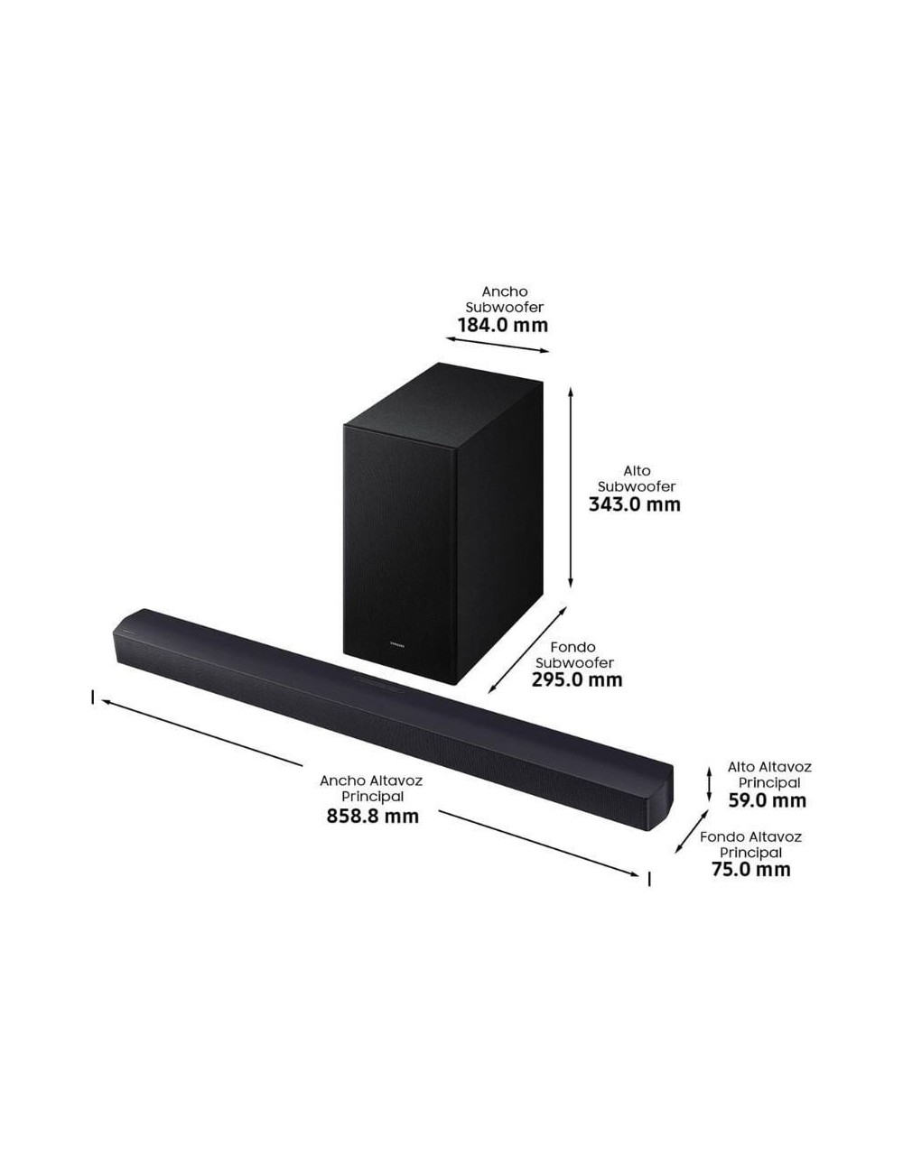 Barra de Sonido con Bluetooth Samsung B450F Serie B 2.1 2025/ 2.1