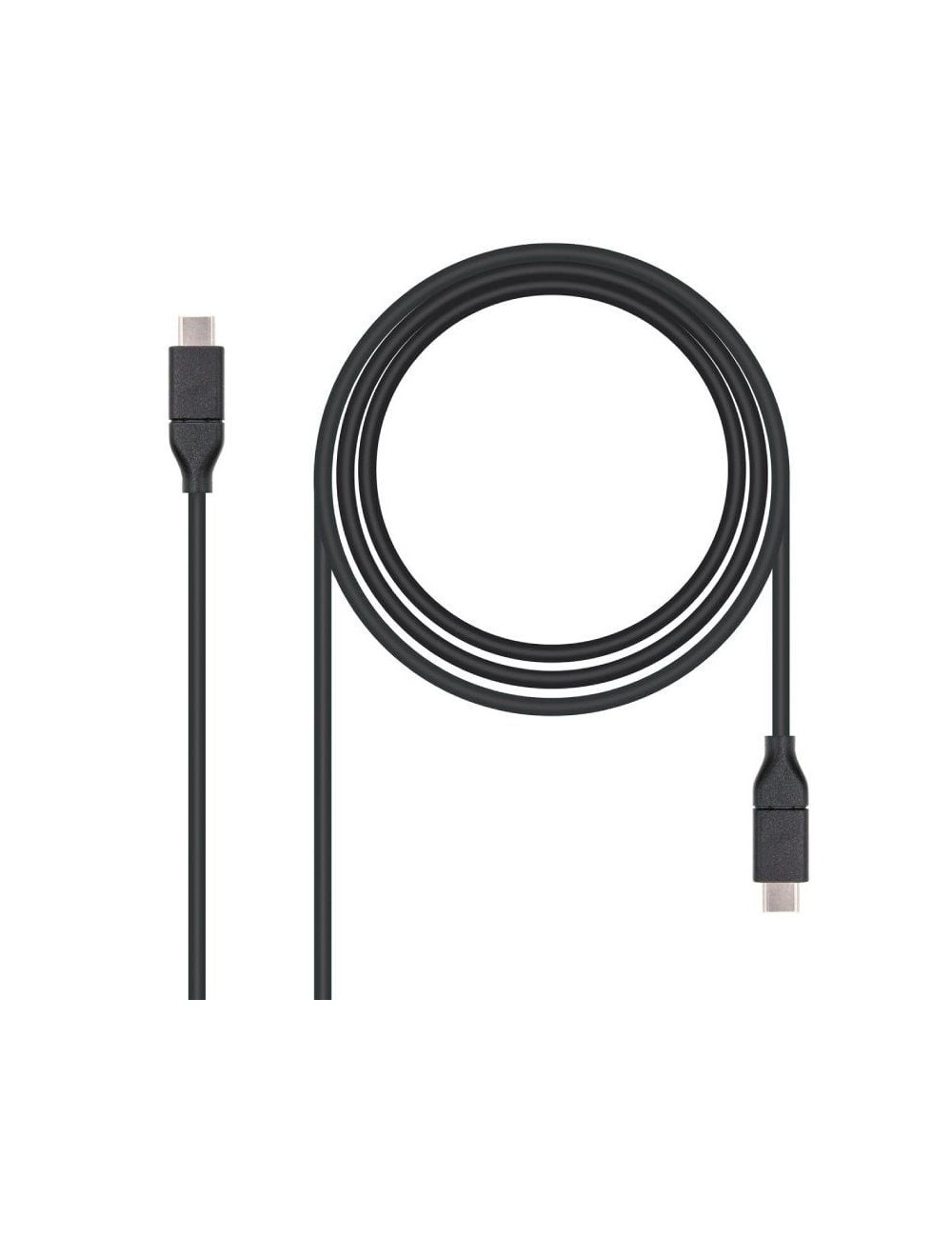 Cable USB 3.2 Tipo-C Nanocable 10.01.4101/ USB Tipo-C Macho - USB Tipo-C Macho/ hasta 100W/ 1m/ Negro