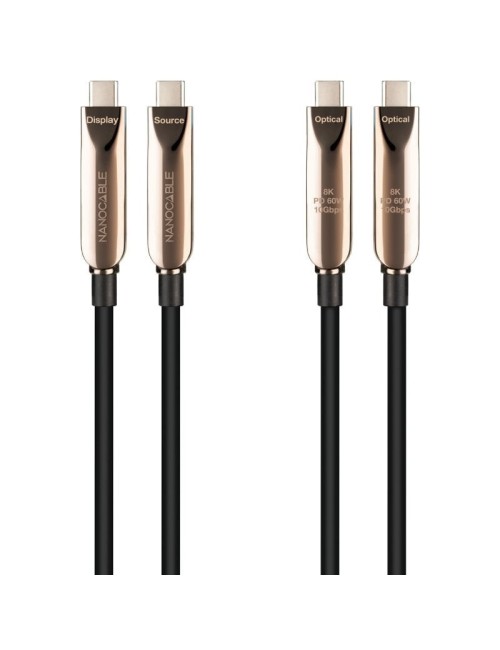 Cable USB 3.2 Tipo-C AOC Nanocable 10.01.4605/ USB Tipo-C Macho - USB Tipo-C Macho/ Hasta 60W/ 10Gbps/ 5m/ Negro