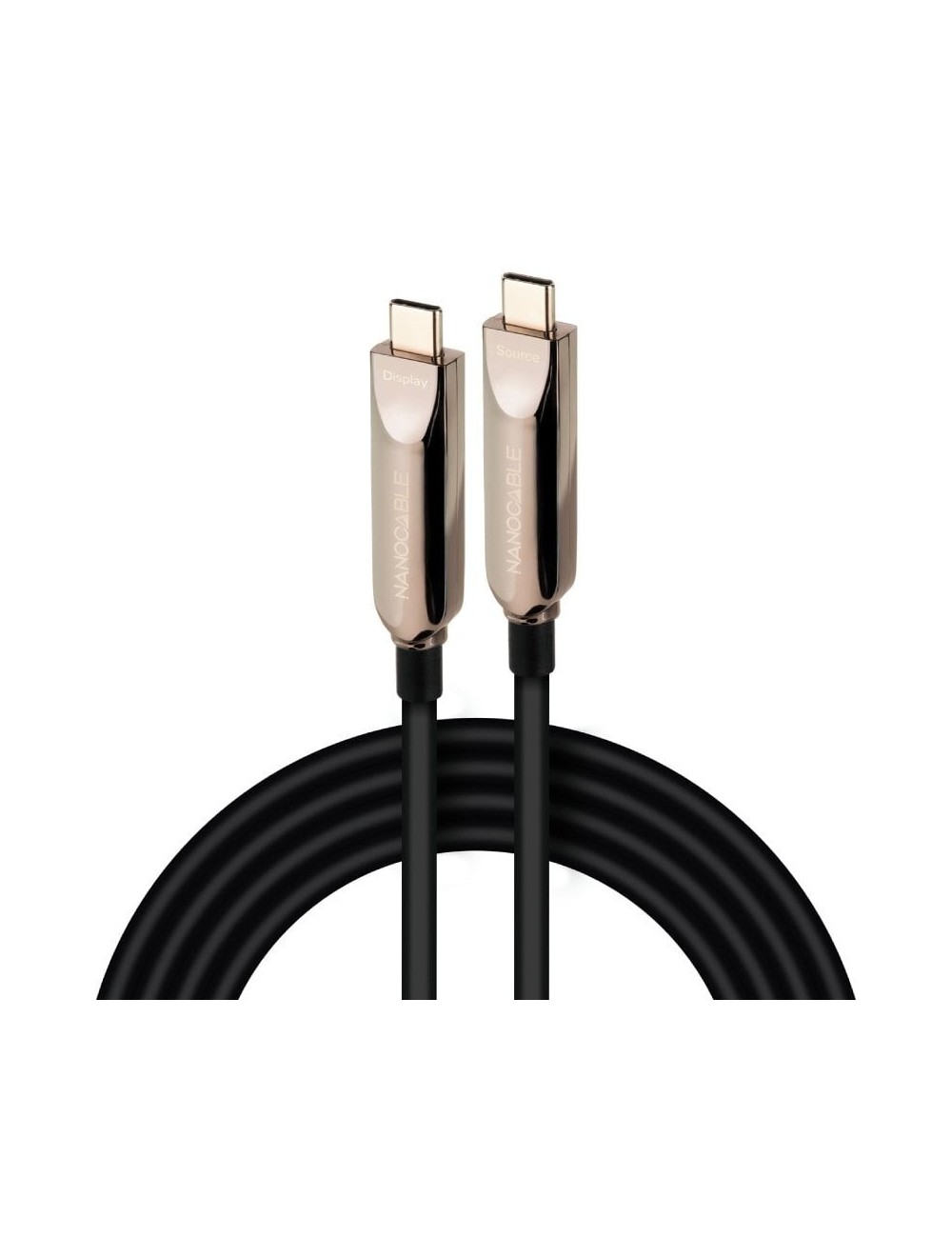Cable USB 3.2 Tipo-C AOC Nanocable 10.01.4610/ USB Tipo-C Macho - USB Tipo-C Macho/ Hasta 60W/ 10Gbps/ 10m/ Negro