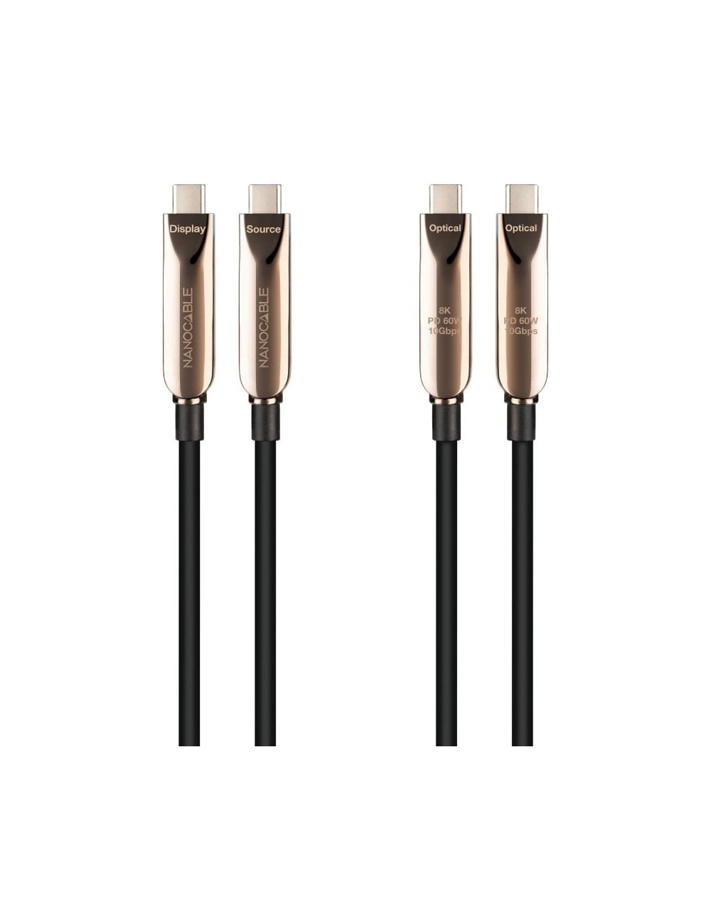 Cable USB 3.2 Tipo-C AOC Nanocable 10.01.4610/ USB Tipo-C Macho - USB Tipo-C Macho/ Hasta 60W/ 10Gbps/ 10m/ Negro