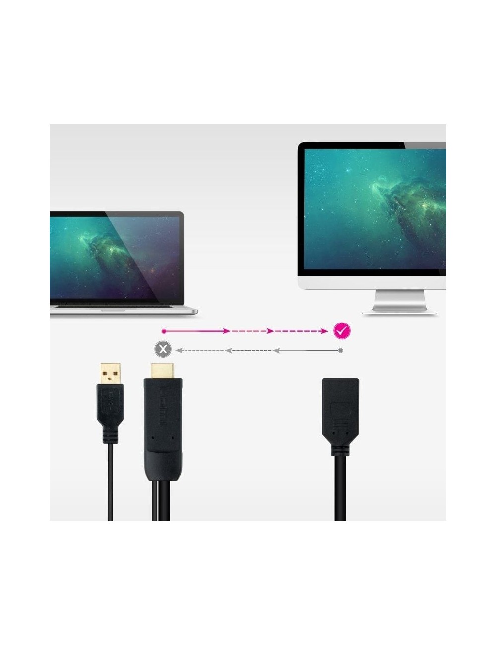 Cable Conversor Nanocable 10.16.0205/ HDMI Macho - DisplayPort Hembra/ 20cm/ Negro