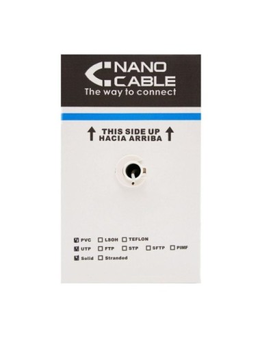 Bobina de Cable RJ45 UTP Nanocable 10.20.0304 Cat.5e/ 305m/ Gris
