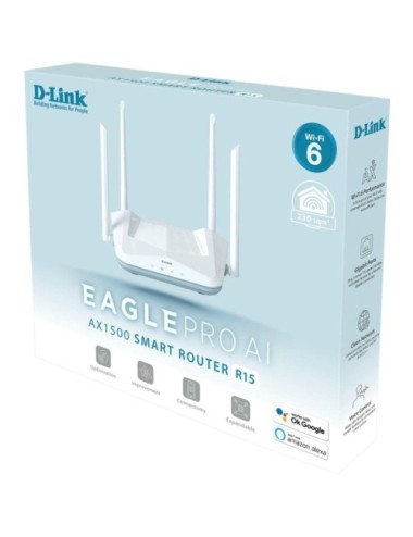 Router Inalámbrico D-Link R15/E EAGLE PRO AI AX1500/ WiFi 6/ 1500Mbps/ 4 Antenas/ WiFi 802.11ax/ac/n/g/b/k/v/a/h
