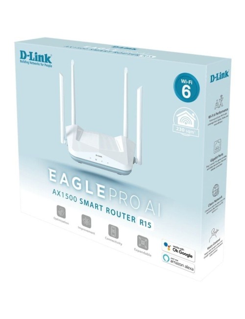 Router Inalámbrico D-Link R15/E EAGLE PRO AI AX1500/ WiFi 6/ 1500Mbps/ 4 Antenas/ WiFi 802.11ax/ac/n/g/b/k/v/a/h