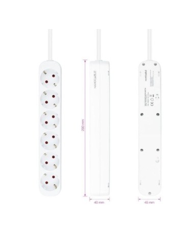 Regleta Nanocable 10.37.0006-NS/ 6 Tomas de Corriente/ Cable 1.4m/ Blanca