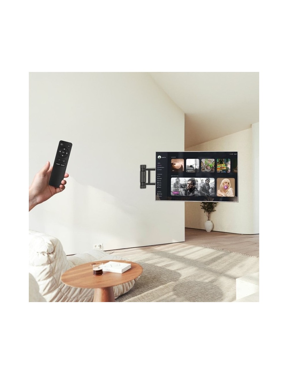 Soporte de Pared Eléctrico Giratorio TooQ LPM4381XL-B para TV de 32-75'/ hasta 50kg