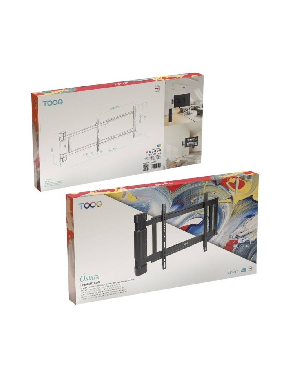 Soporte de Pared Eléctrico Giratorio TooQ LPM4381XL-B para TV de 32-75'/ hasta 50kg