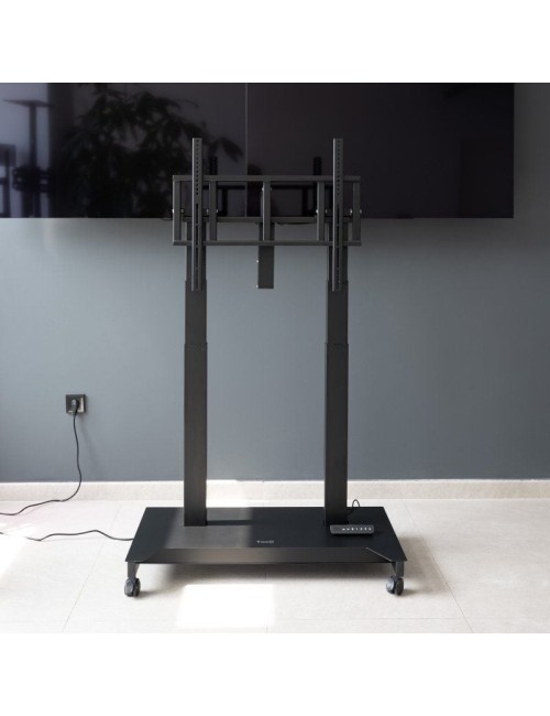 Soporte de Suelo Eléctrico/ Inclinable/ Ajustable con Ruedas TooQ UROS FSM03-B para TV 52-84'/ hasta 100kg