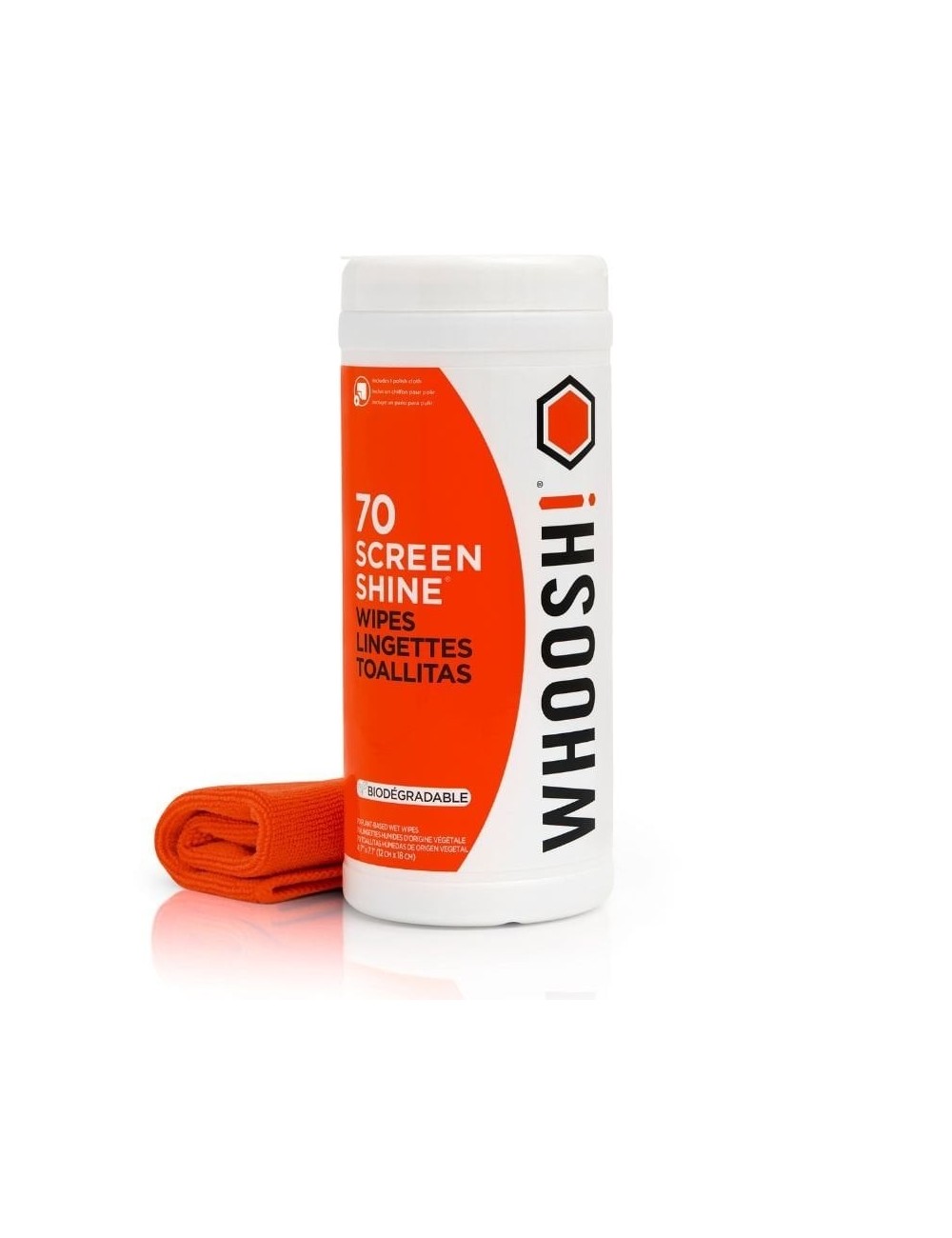 Kit Toallitas Whoosh WSH006 para Limpieza de Pantallas/ Pack de 70 unidades + Paño Microfibra
