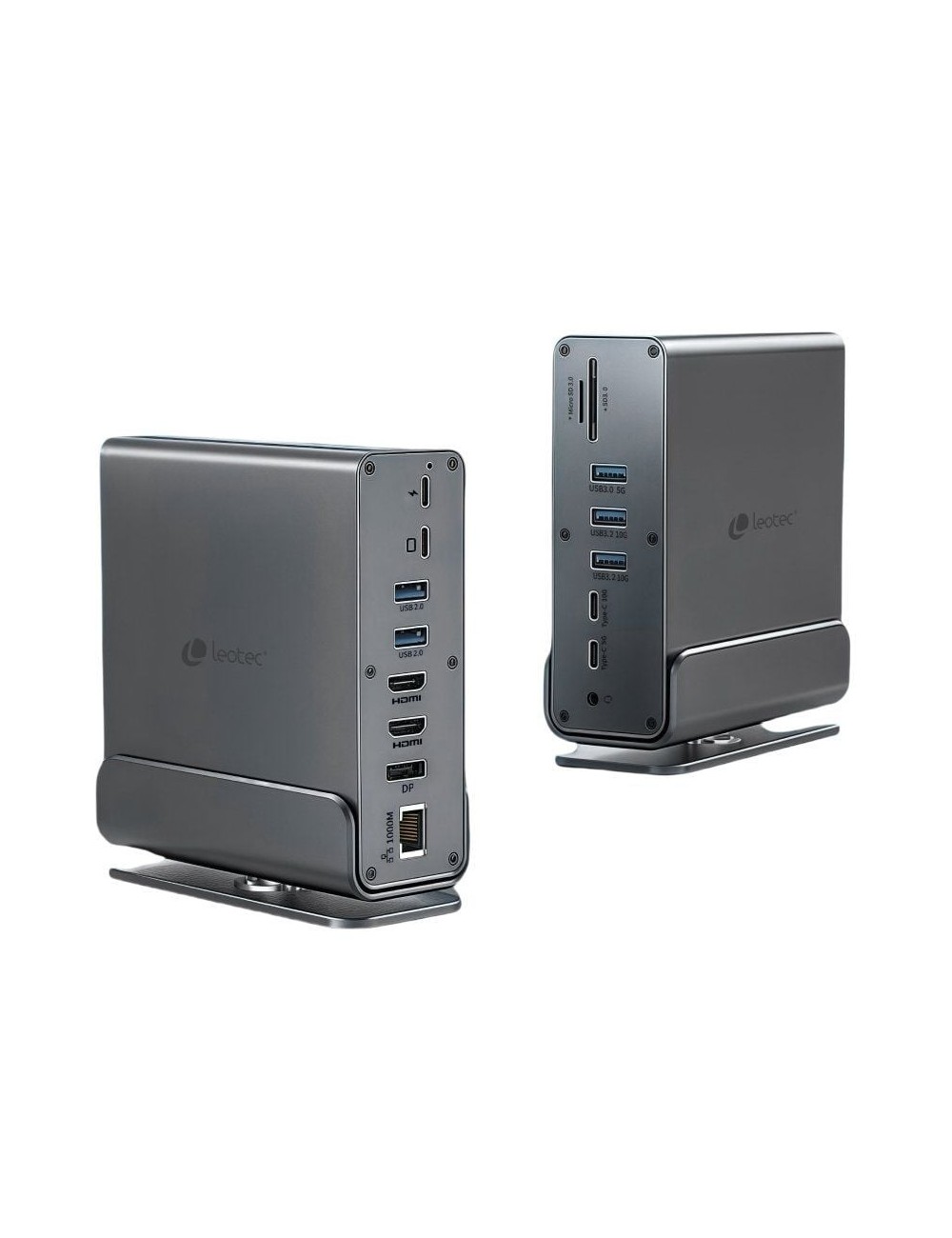 Docking USB Tipo-C Leotec LEDS06/ 5xUSB/ 2xUSB Tipo-C/ 1xUSB Tipo-C PD/ 1xDisplayPort/ 2xHDMI 4K/ 1xRJ45/ 1xJack 3.5/ 1xLector d