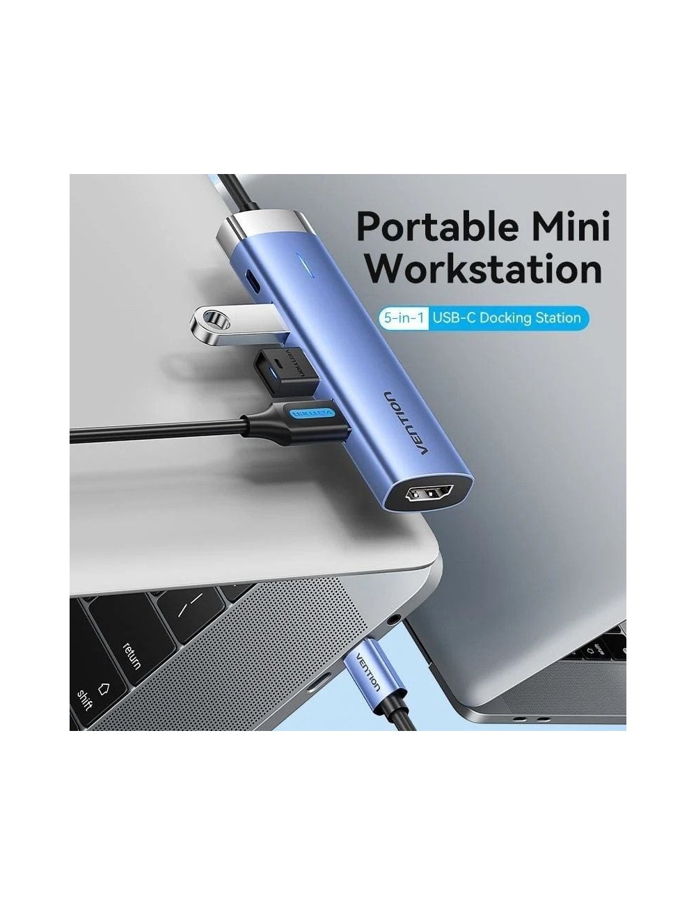 Docking USB Tipo-C Vention TGESB/ 3xUSB/ 1xHDMI 4K/ 1xUSB Tipo-C PD/ Azul