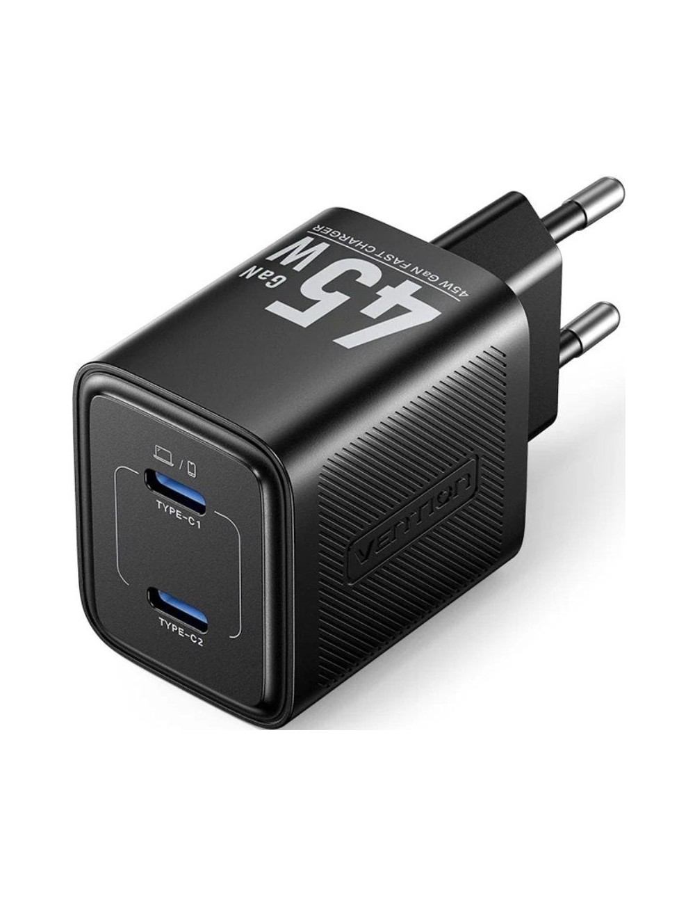 Cargador de Pared GaN Vention FEFB0-EU/ 2xUSB Tipo-C/ 45W